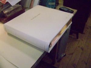 Finished wedding album bound for display