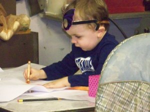 Hard at work on his memoirs!